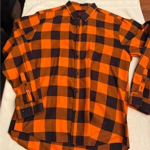 Jared Lang Orange and Black Checked Button-Down Shirt. Great condition. XL
